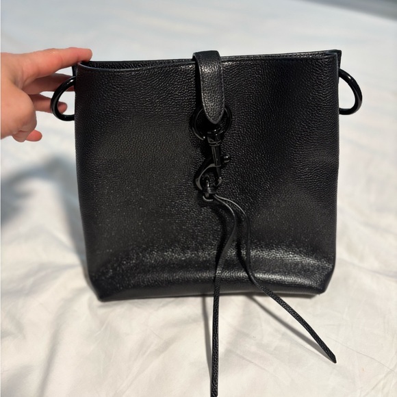 Rebecca Minkoff Megan Black Bucket Bag | Edgy Leather Crossbody Bag - Picture 2 of 8